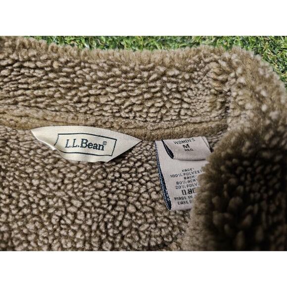 LL BEAN Womens Sherpa Faux Suede Winter Jacket size Medium Red Brown Teddy - Picture 4 of 8